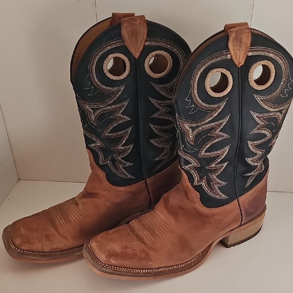 Justins Brown and Black Bent rail Western Boots
